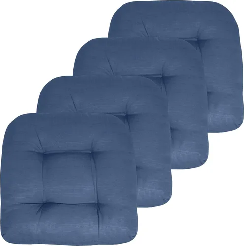 Vista 27 de Sweet Home Collection - Cojines para silla de patio y exterior, almohadillas prémium con relleno grueso y cómodo de fibra, mechones, 19 x 19 Negro