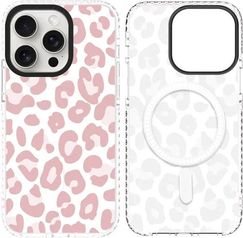 Vista 12 de SAKUULO Funda magnética para iPhone 11 Pro Max [Compatible con MagSafe] Patrón de Estampado de Leopardo Gris Claro Funda de Carga Inalámbrica