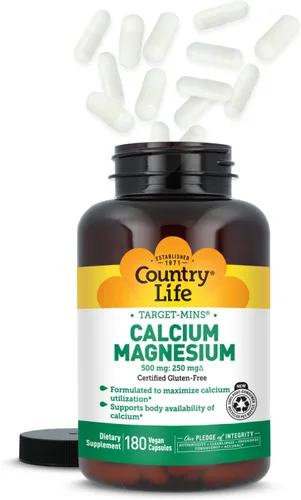 Vista 8 de Country Life Target-Mins Calcio Magnesio, 500 mg/250 mg, 180 Cápsulas