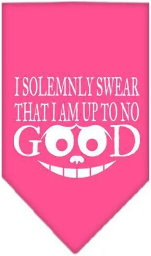 Vista 3 de Bandana serigrafiada para mascotas y perros, con texto "I Solemnly Swear That I Am Up To No Good" Cocoa S