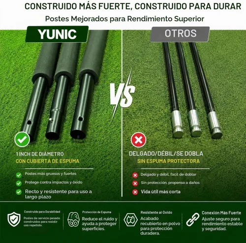 Vista 5 de YUNIC Jaula de práctica de golf con marco de metal - Elija objetivo de golpeo estándar o pantalla de impacto para simulador
