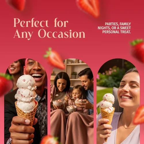 Vista 6 de Triple Scoop - Mezcla de helado de fresa prémium para hacer helados. Simple, fácil, delicioso. De mezcla gourmet a máquina en 5 minutos, hace 2