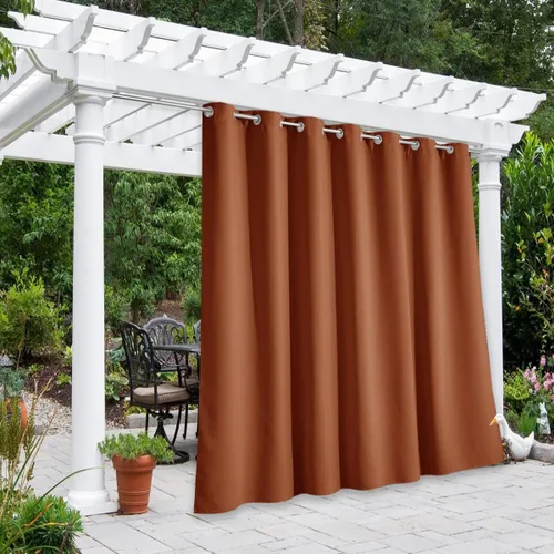 Vista 113 de NICETOWN Cortina para Exteriores para Patio Impermeable de 84 Pulgadas de Ancho, Aislamiento Térmico con Ojales Antioxidantes Bloqueo UV Cortina