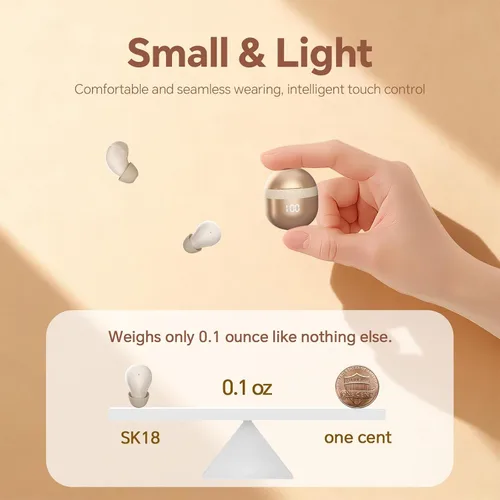 Vista 4 de Xmenha Auriculares Invisibles Mini Pequeños Inalámbricos Bluetooth, Tono de Piel Cómodos Discretos Micro Auriculares de Sueño Ocultos Pequeños
