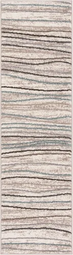 Vista 2 de SAFAVIEH Amsterdam Collection AMS111A - Alfombra para pasillo, 2 pies 3 pulgadas x 8 pies, color crema y beige, diseño moderno de ondas a rayas,