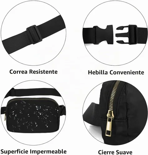 Vista 4 de VOROLO Fanny Pack For Women And Men Black with rope Negro