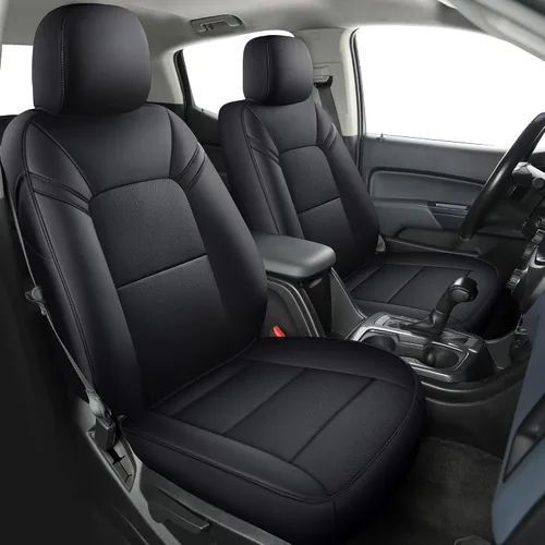 Vista 9 de LUCKYMAN CLUB 2 fundas de asiento delanteras Chevy Colorado, aptas para camión de trabajo Colorado Crew Cab Z71 LT ZR2 2015-2022 con piel sintética