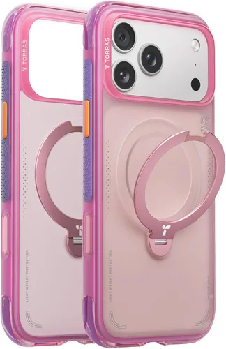 Vista 15 de TORRAS Ostand Q3 Air - Funda para iPhone 17 Pro con soporte magnético de 360°, compatible con MagSafe, probada contra caídas de grado mil, botón