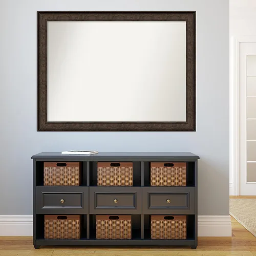 Vista 165 de Amanti Art Espejo de pared personalizado no biselado (25 x 25 pulgadas), marco de bronce acentuado, varios tamaños personalizados, espejo de baño