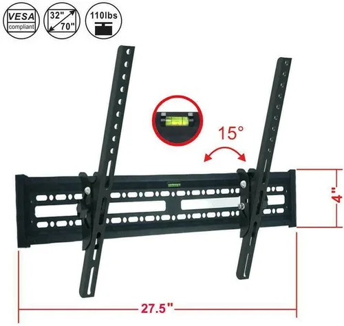 Vista 2 de NTQinParts Soporte de pared plano para TV giratorio de 10° con inclinación de 10° para Hisense 32H4F 32", 40H4F 40", 43H4F 43" H4 Series LED Smart TV