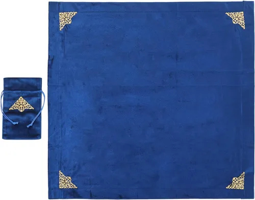Vista 24 de BLESSUME Wizard Tarot Mantel y bolsa Cuadrado Azul Tarot Paño Negro
