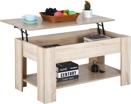 Vista 11 de PayLessHere Mesa de Centro con Tapa Elevable Mesas de Centro con Compartimento Oculto y Estante de Almacenamiento Tablero de Madera Elevable Mesa