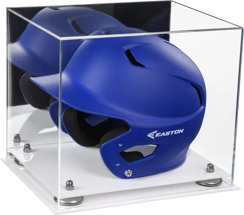 Vista 39 de Better Display Cases Vitrina acrílica para casco de bateo de béisbol con espejo, elevadores rosados, montaje en pared y base de espejo (V22/A012)