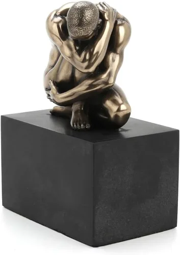 Vista 4 de Veronese Design Estatuilla masculina llorona desnuda de 4 3/8 pulgadas de alto en zócalo de resina fundida en frío, escultura de arte corporal