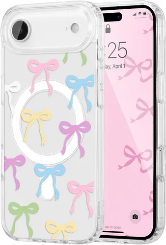 Vista 107 de UEEBAI - Funda magnética para iPhone 11, diseño de lazo, compatible con MagSafe, funda transparente delgada inalámbrica, antiamarilleo, a prueba