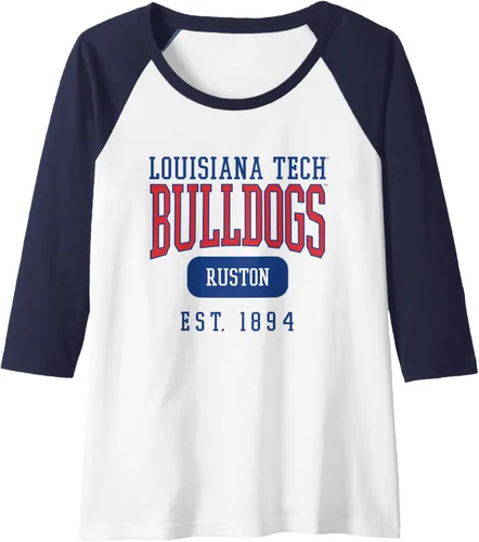 Vista 12 de Louisiana Tech Bulldogs Founded Date Raglan Baseball Tee, Negro