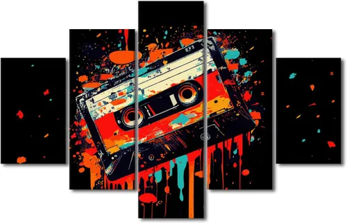 Vista 66 de Lienzo decorativo para pared, diseño de DJ Music Mixes the Track HD impreso en pinturas, 5 piezas de imágenes abstractas para sala de estar, obra