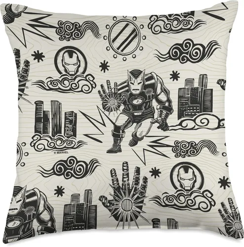 Vista 5 de Marvel Cojín con estampado de Tony Stark de Avengers Iron Man, 16.0 x 16.0 in, multicolor