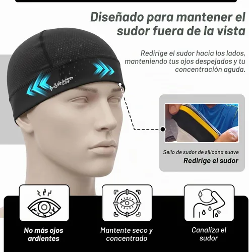 Vista 3 de Halo Headband Sweatband Protex Bandana Diadema integrada para el sudor Negro