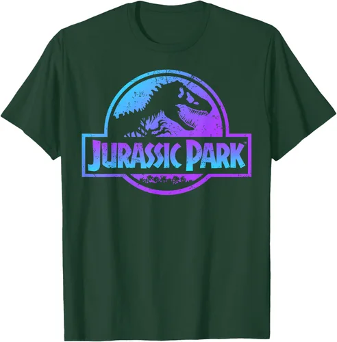 Vista 70 de Jurassic Park Camiseta de manga corta con logotipo Fossil azul y morado Negro
