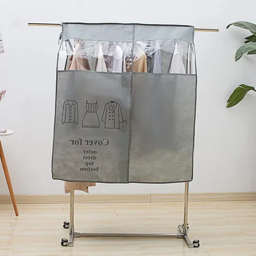 Vista 7 de Bolsas de ropa para colgar ropa, 43. 7 bolsas transparentes para colgar ropa para armario, cubierta inferior cerrada para perchero, protector