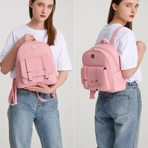 Vista 6 de MACCINELO Linda mochila de cuero para mujer, mochila pequeña con lazo para regalo de niñas, bolsa de hombro para mujer, 3