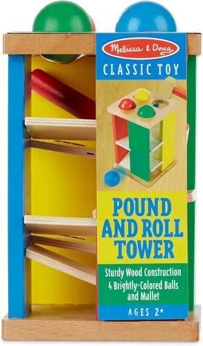 Vista 3 de Melissa & Doug Deluxe Golpear y rodar Juguete torre de madera con martillo.