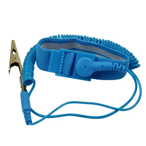 Vista 4 de Correa de muñeca antiestática, pulsera ESD ajustable con clip de cocodrilo de alambre de conexión a tierra, para trabajar en dispositivos