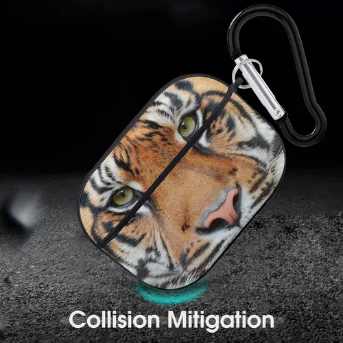 Vista 6 de Funda con estampado de cara de tigre para AirPods Pro de 2ª/1ª generación con llavero de protección completa duradera a prueba de golpes funda