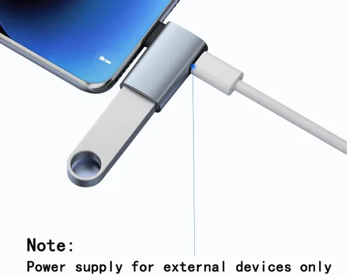 Vista 3 de Adaptador OTG micro USB 2 en 1 alimentado de 90 grados en ángulo recto con puerto de carga de alimentación micro USB, paquete de 2