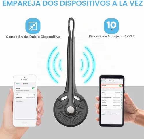 Vista 4 de Auriculares Bluetooth con micrófono, auriculares inalámbricos con cancelación de ruido, auriculares Bluetooth con base de carga de micrófono, botón