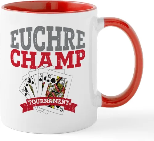 Vista 89 de CafePress Euchre Champ Mugs Taza de café de cerámica de 11 oz (11.0 fl oz)