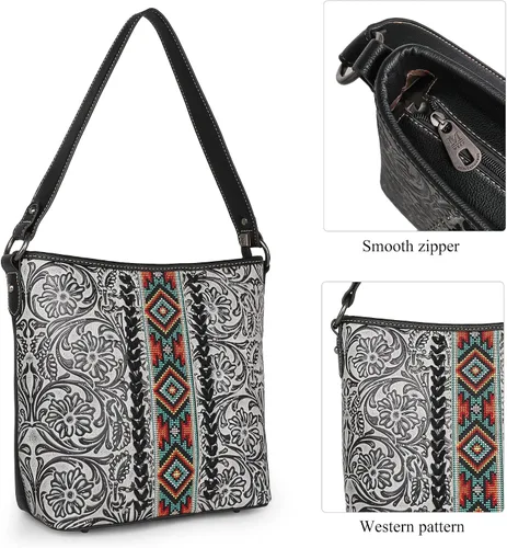 Vista 5 de Montana West Bolso de mano occidental para mujer, bolso de hombro oculto con cartera