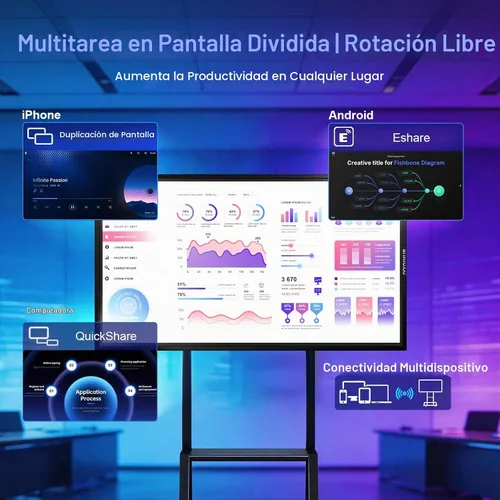 Vista 4 de 49" Smart Board 4K Android 12 8GB+64GB, para oficina y aula