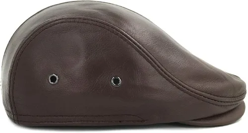 Vista 5 de LETHMIK Sombrero Plano de taxista en Piel Auténtica clásico Newsboy Cap Ivy de conducir