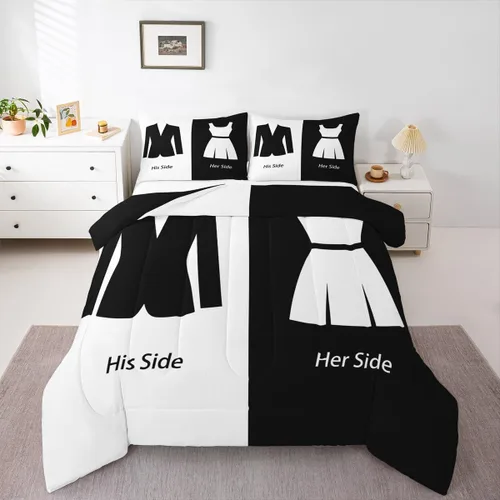 Vista 20 de Erosebridal Juego de edredón para parejas, juego de ropa de cama tamaño individual con lentejuelas doradas con purpurina dorada, edredón acolchado