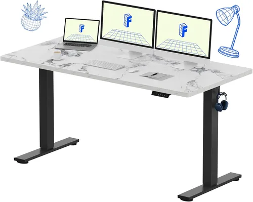 Vista 18 de FLEXISPOT EN1 - Escritorio de pie de una pieza, 40"x24" de escritorio sin costuras, eléctrico, altura ajustable para oficina en casa, salas de Negro