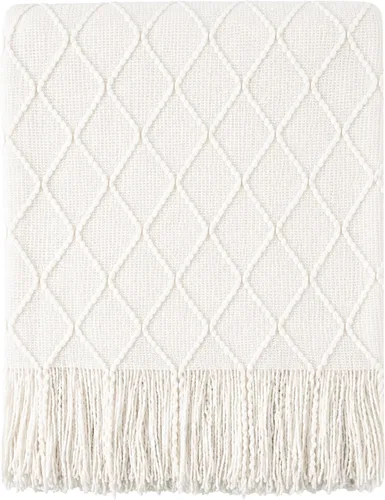 Vista 17 de BATTILO HOME Manta verde manzana para sofá, suave manta de punto de chenilla con borlas para la decoración del hogar, manta verde primavera