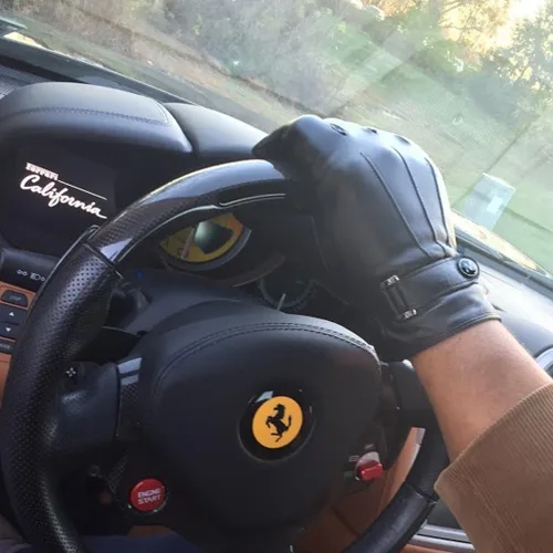 Vista 6 de MODA Mr Chicago - Guantes de cuero genuino para hombre con función de pantalla táctil para teléfonos inteligentes
