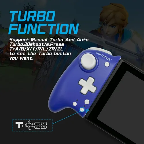 Vista 7 de COIORVIS Joy Pad Controller for SwitchSwitch OLED, Wireless Joy Con Switch Controller with Back Map ButtonTurboMotion Control (Blue) alps joystick