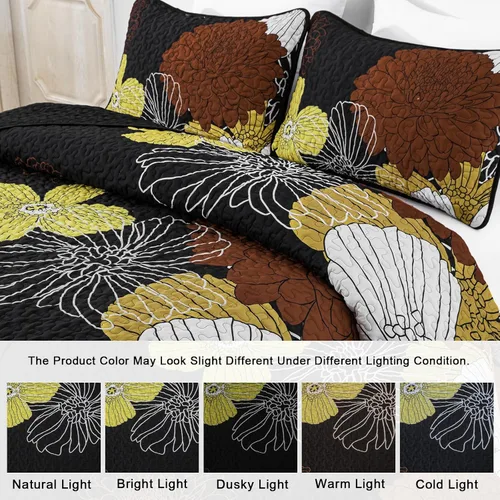 Vista 3 de Juego de ropa de cama reversible de 3 piezas, tamaño Queen Negro