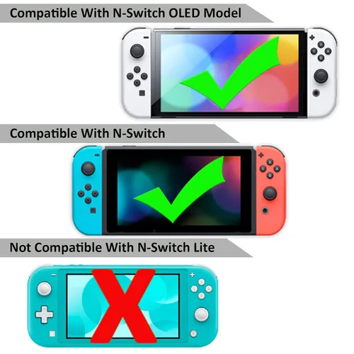 Vista 2 de Kit de accesorios para Nintendo Switch, paquete de tapas de agarre para controles redondos, estuche de transporte, protector de pantalla y control