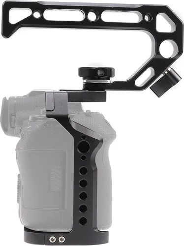 Vista 5 de Hersmay Jaula R5 R6 con mango superior, jaula de cámara de aleación de aluminio para cámaras Canon EOS R5 R6 sin espejo, Vlogging Video Shooting