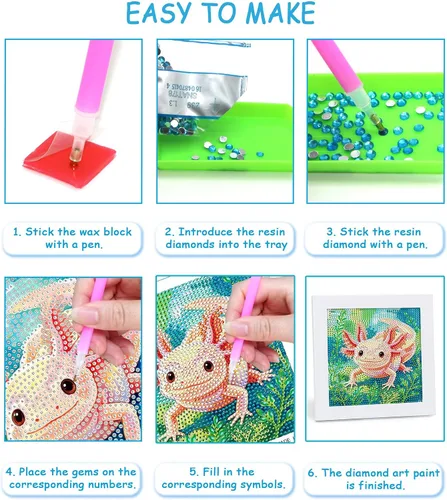 Vista 6 de Libfx Kits de arte de diamantes para niños con marco de arte de diamantes para niñas, niños, principiantes, artes y manualidades de 8 a 12 años
