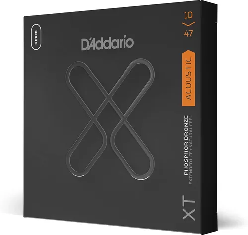 Vista 10 de D'Addario Cuerdas para guitarra acústica, XT con revestimiento de bronce fosforoso, XTAPB1047, calibre extra ligero 10-47, juego de 6 cuerdas