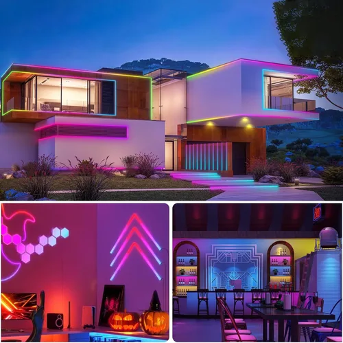 Vista 7 de Cuerda de luces LED, tira de luces LED de neón de 9.84 pies con luminosa de 360 grados, 5 V USB flexible IP67, impermeable, sincronización