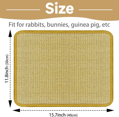 Vista 2 de DYAUS Bunny Scratch Pad, Natural Sisal Rabbit Scratching Mat for Claws and Teeth Care, Indoor Bunny Chew Toys Bunny Bed for Biting Sleeping Nesting
