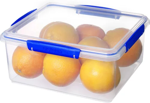 Vista 7 de Sistema KLIP IT Recipiente para almacenar alimentos, 5 L, hermético y apilable, sin BPA, transparente con sujetadores azules