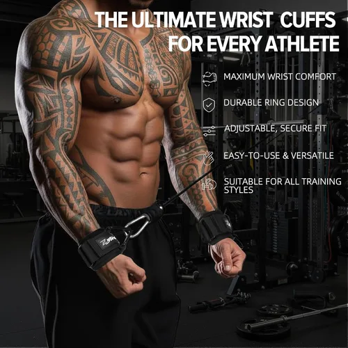 Vista 3 de Wrist Cuffs for Cables Gym, Lifting Cuffs Wrist Straps for Cable Machines Strength Training Equipment