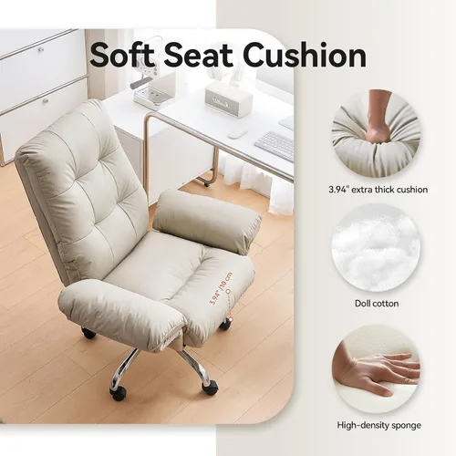 Vista 6 de EMIAH Silla cruzada con ruedas y brazo abatible, piel sintética